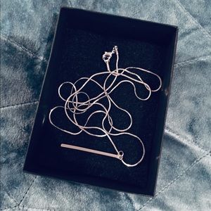 Long Silver Bar Necklace